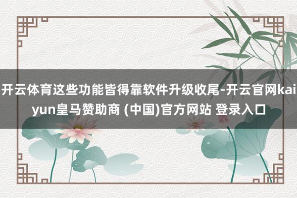 开云体育这些功能皆得靠软件升级收尾-开云官网kaiyun皇马赞助商 (中国)官方网站 登录入口